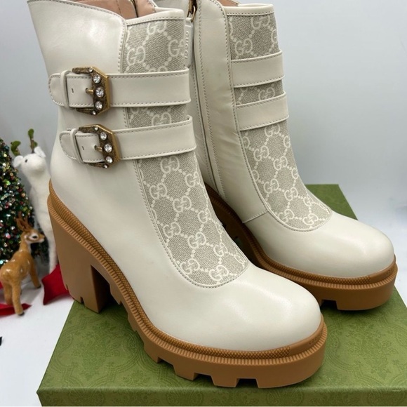 Women's Gucci, GG supreme lug sole combat Boots size 42 made in Italy - Picture 1 of 10